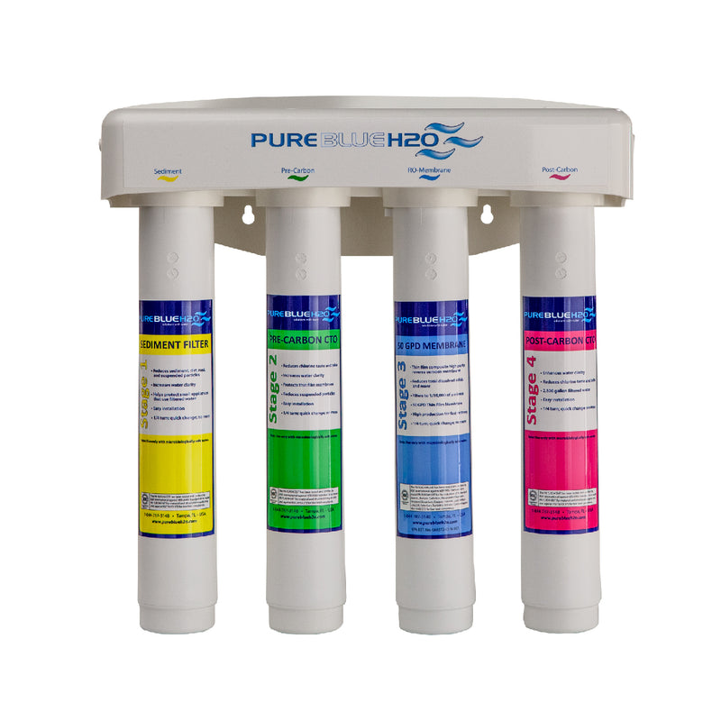 Special twist lock filters and manifold make filter changes easy and sanitary with a simple quarter turn. No need to turn off your water or reach your hand in sitting water. 