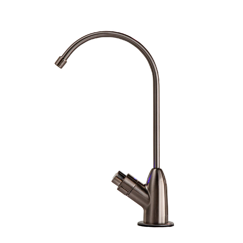 Stylish brushed Nickle faucet provides a light indicator so you never miss a filter change.