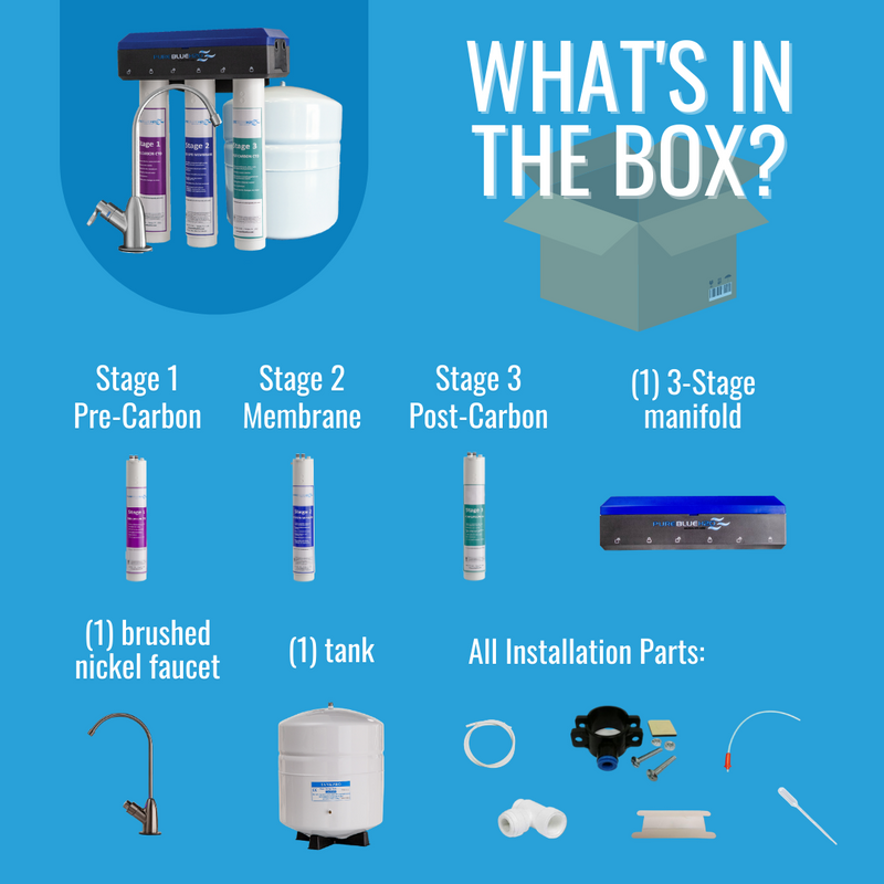 3-Stage 1:1 Reverse Osmosis Water Filtration System